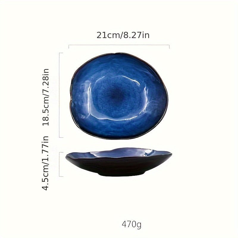 Assiette à Dessert Céramique KINGLANG Design Européen Bleu Floral - Cuisine Chez Nadine
