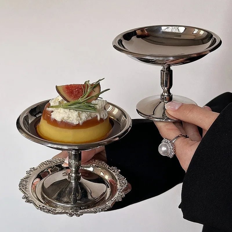 Assiette à dessert en acier inoxydable - Plateau pour gâteaux, glaces, fruits et collations avec présentation élégante - Cuisine Chez Nadine