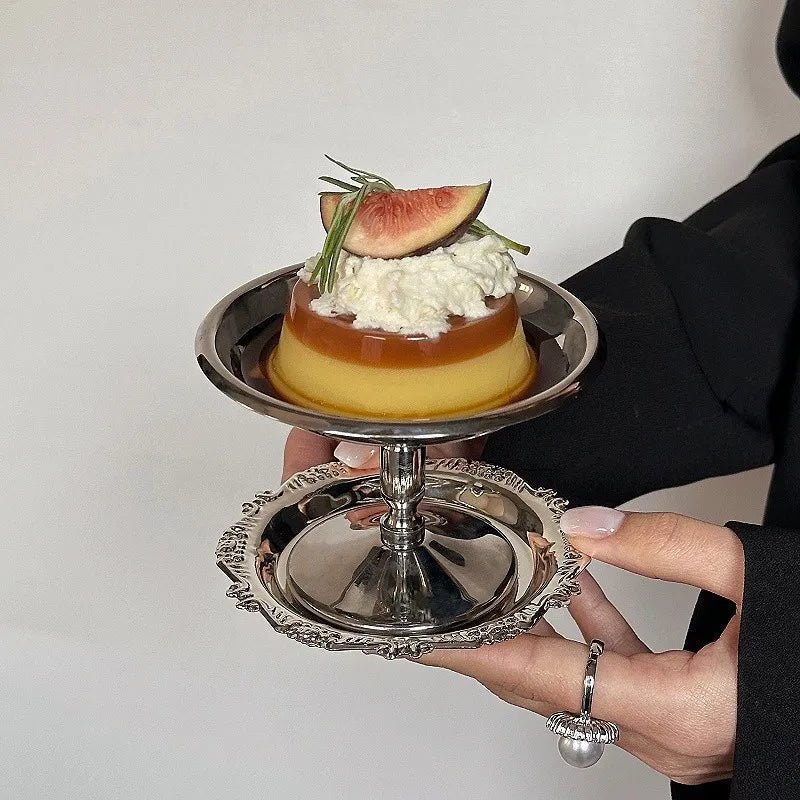 Assiette à dessert en acier inoxydable - Plateau pour gâteaux, glaces, fruits et collations avec présentation élégante - Cuisine Chez Nadine