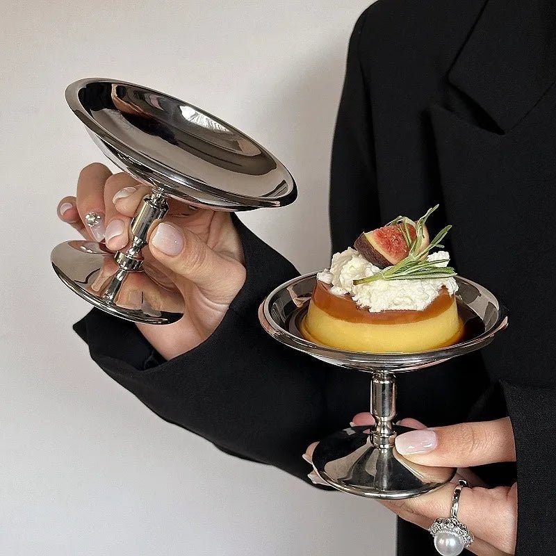 Assiette à dessert en acier inoxydable - Plateau pour gâteaux, glaces, fruits et collations avec présentation élégante - Cuisine Chez Nadine