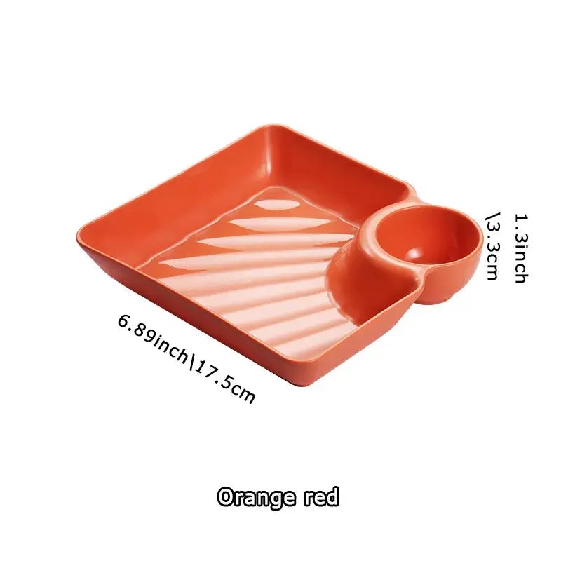 Assiette carrée avec compartiment à sauce - Plateau pour dumplings, sushis, fruits et desserts - Cuisine Chez Nadine