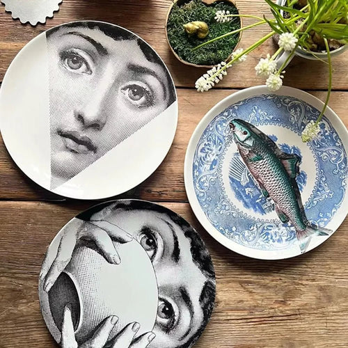Assiette décorative en porcelaine 8 pouces - Vide - poche design pour bijoux et décoration murale - Cuisine Chez Nadine