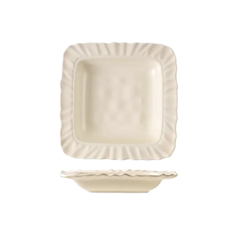 Assiette en céramique carrée style moderne - Pour pâtes, dim sum et repas - Cuisine Chez Nadine