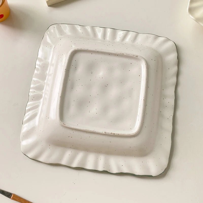 Assiette en céramique carrée style moderne - Pour pâtes, dim sum et repas - Cuisine Chez Nadine