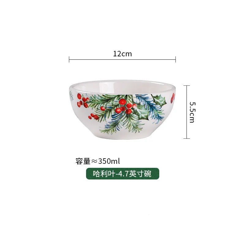 Assiette en céramique créative motif feuilles - Assiette de Noël exquise pour steaks, pâtes et salades - Cuisine Chez Nadine