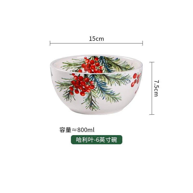 Assiette en céramique créative motif feuilles - Assiette de Noël exquise pour steaks, pâtes et salades - Cuisine Chez Nadine