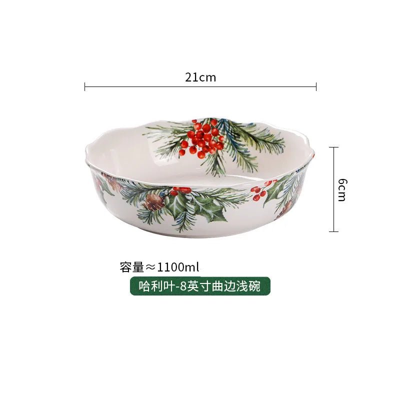 Assiette en céramique créative motif feuilles - Assiette de Noël exquise pour steaks, pâtes et salades - Cuisine Chez Nadine