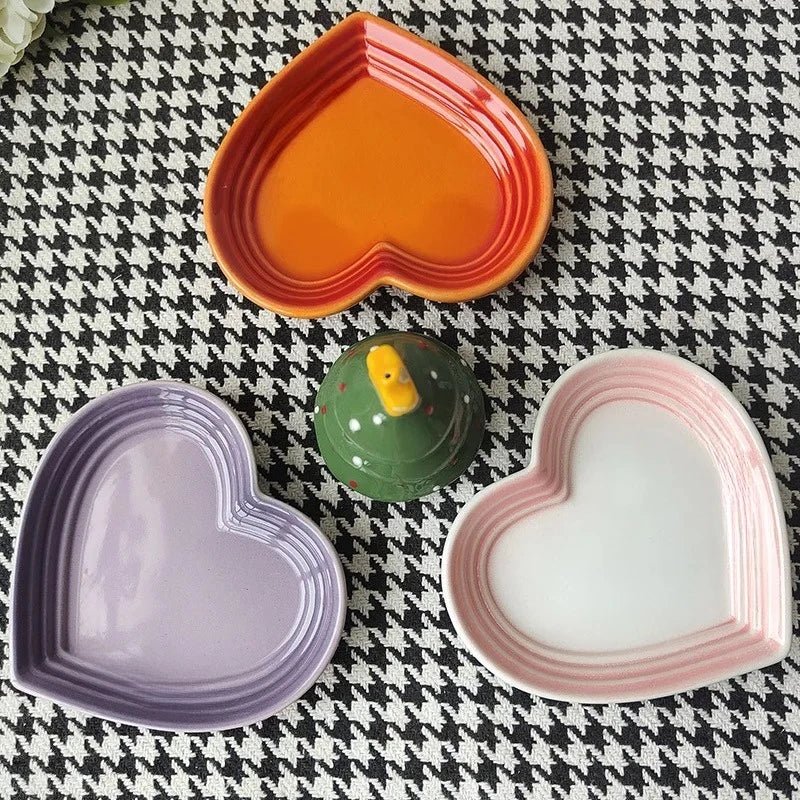 Assiette en céramique en forme de cœur 12 cm - Coupelle à dégradé sous glaçure pour sauces, desserts et collations - Cuisine Chez Nadine