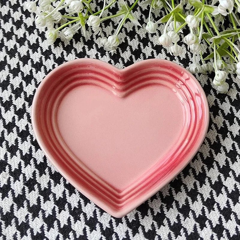Assiette en céramique en forme de cœur 12 cm - Coupelle à dégradé sous glaçure pour sauces, desserts et collations - Cuisine Chez Nadine