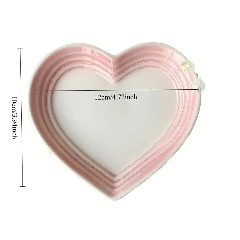 Assiette en céramique en forme de cœur 12 cm - Coupelle à dégradé sous glaçure pour sauces, desserts et collations - Cuisine Chez Nadine