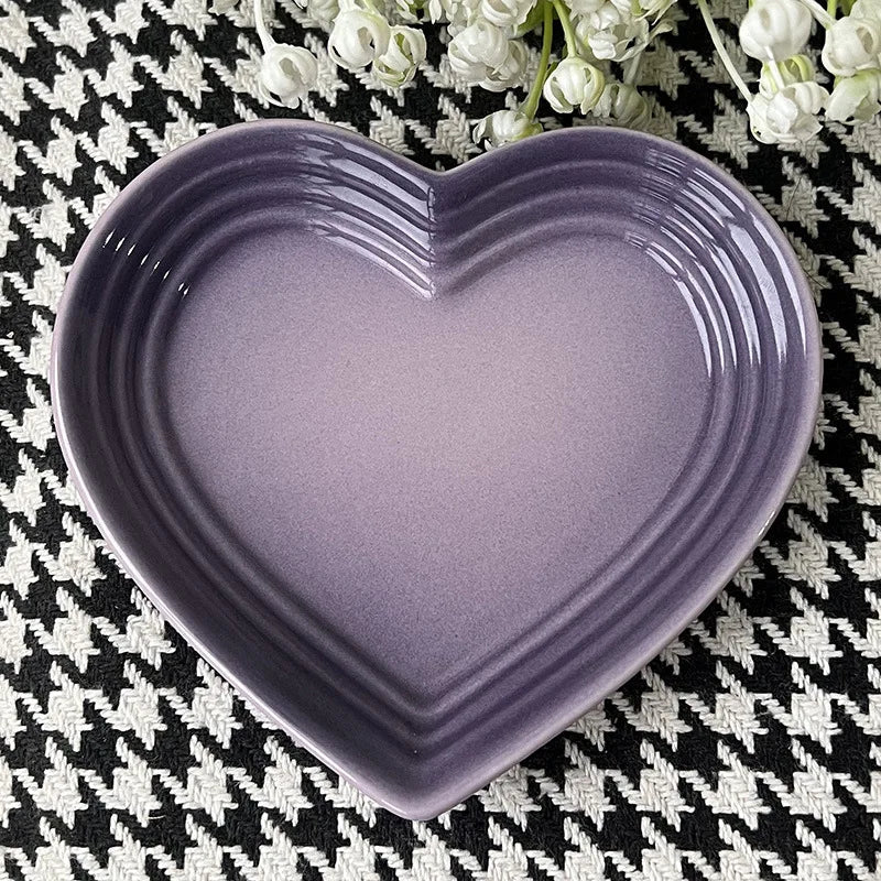 Assiette en céramique en forme de cœur 12 cm - Coupelle à dégradé sous glaçure pour sauces, desserts et collations - Cuisine Chez Nadine