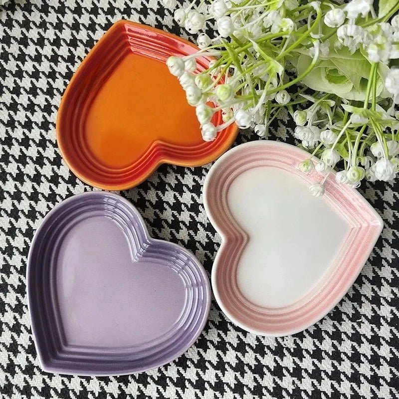 Assiette en céramique en forme de cœur 12 cm - Coupelle à dégradé sous glaçure pour sauces, desserts et collations - Cuisine Chez Nadine