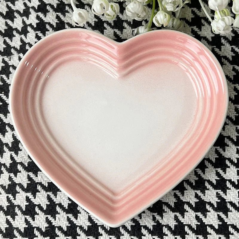 Assiette en céramique en forme de cœur 12 cm - Coupelle à dégradé sous glaçure pour sauces, desserts et collations - Cuisine Chez Nadine