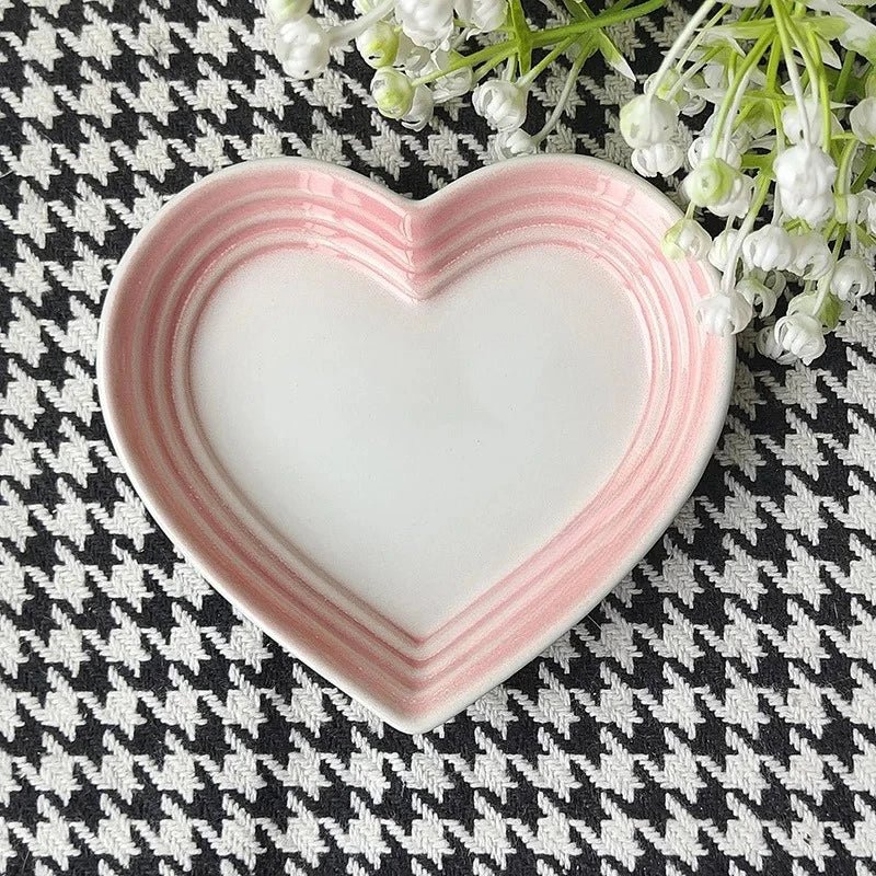 Assiette en céramique en forme de cœur 12 cm - Coupelle à dégradé sous glaçure pour sauces, desserts et collations - Cuisine Chez Nadine