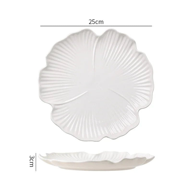 Assiette en céramique en forme de fleur - Pour steaks, pâtes, desserts et salades - Cuisine Chez Nadine
