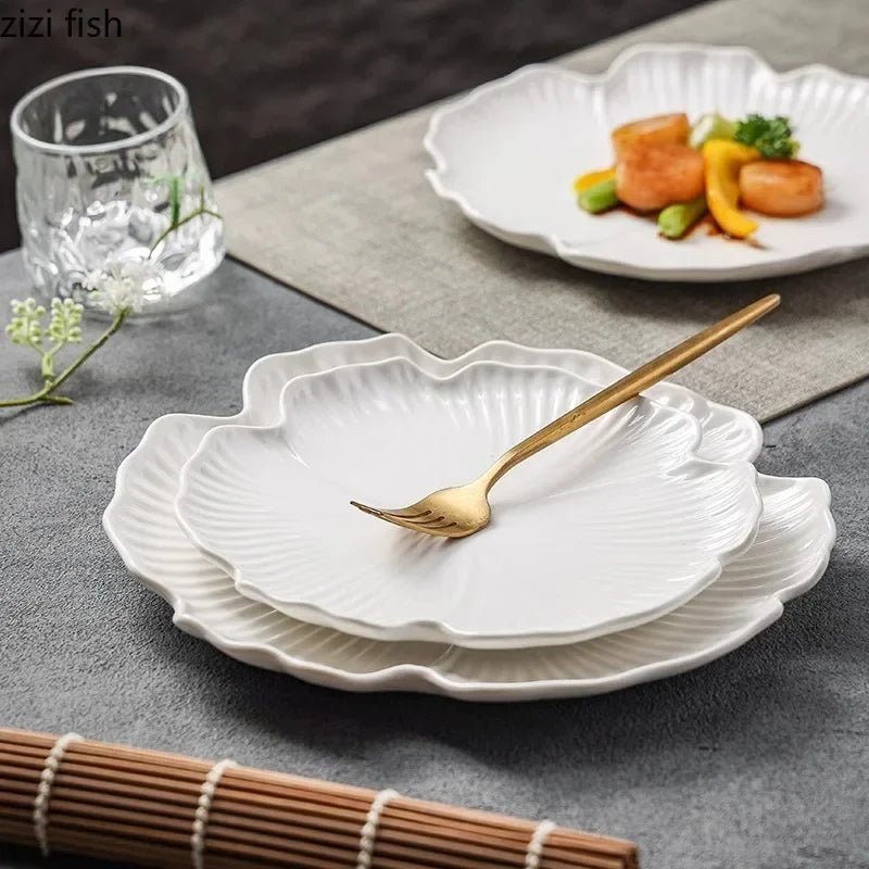 Assiette en céramique en forme de fleur - Pour steaks, pâtes, desserts et salades - Cuisine Chez Nadine