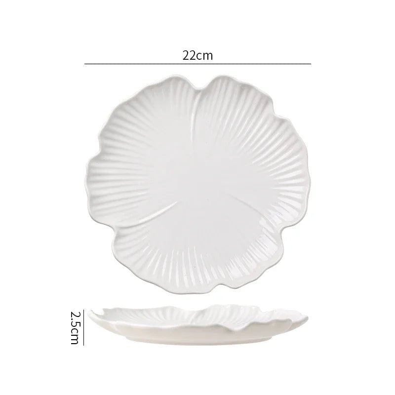 Assiette en céramique en forme de fleur - Pour steaks, pâtes, desserts et salades - Cuisine Chez Nadine