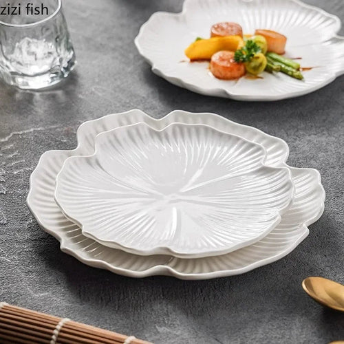 Assiette en céramique en forme de fleur - Pour steaks, pâtes, desserts et salades - Cuisine Chez Nadine