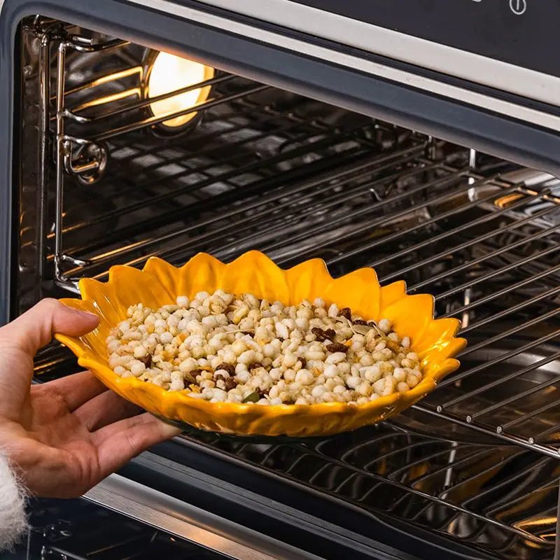 Assiette en céramique en forme de tournesol - Grande capacité pour desserts, fruits et salades - Cuisine Chez Nadine