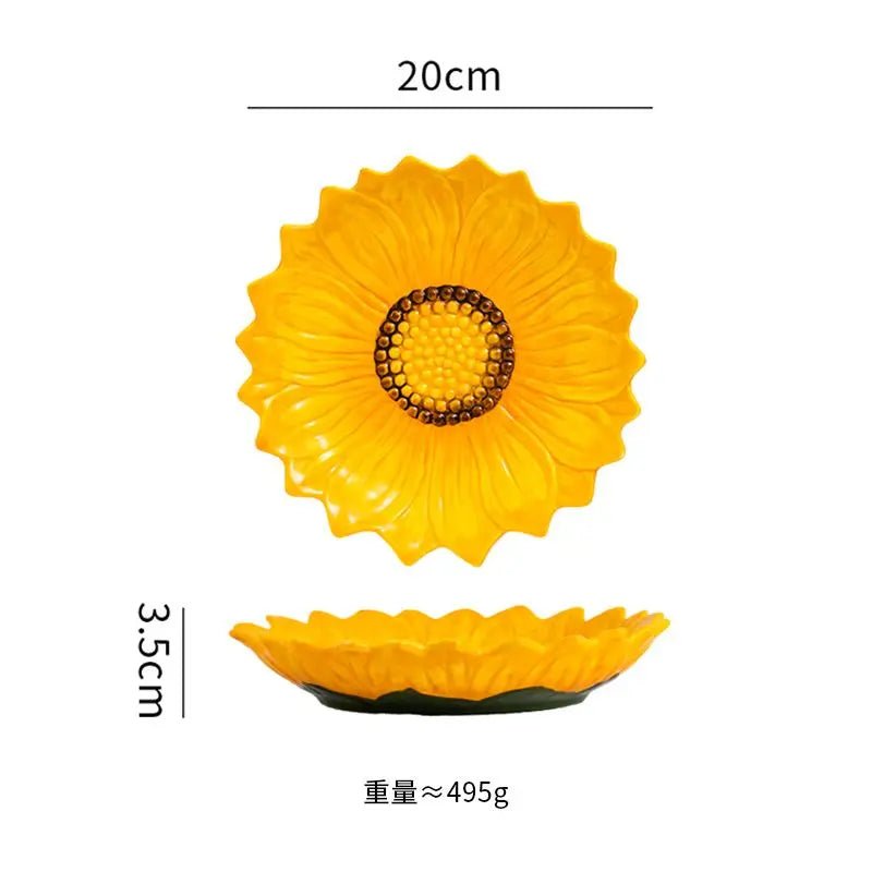Assiette en céramique en forme de tournesol - Grande capacité pour desserts, fruits et salades - Cuisine Chez Nadine