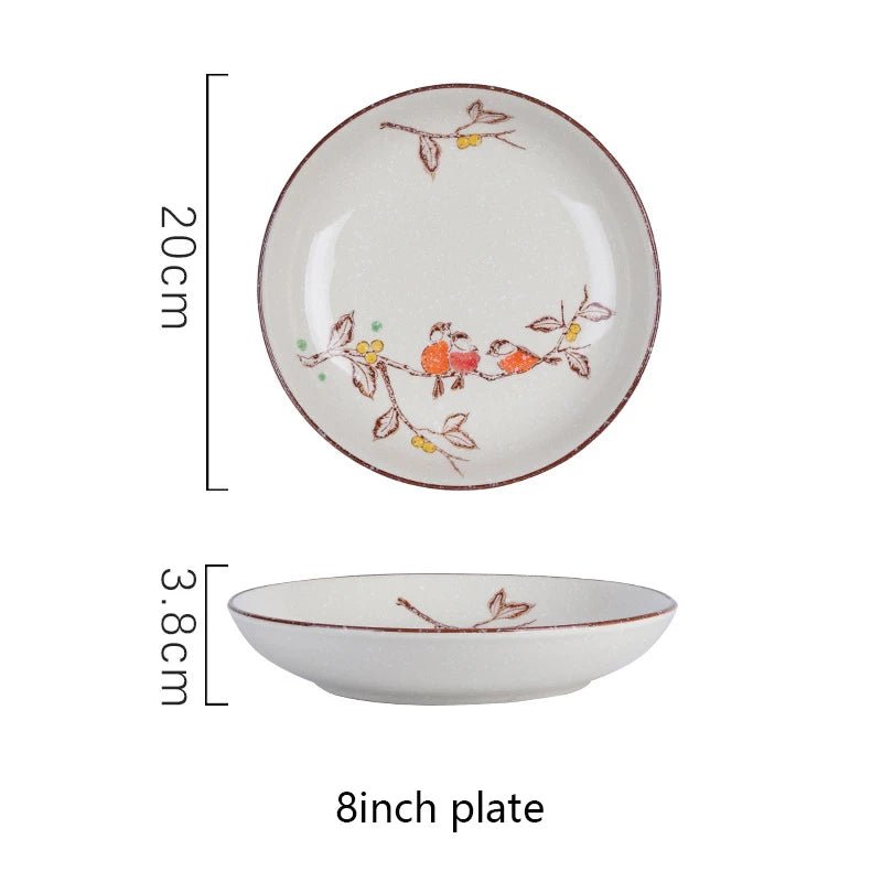 Assiette en céramique japonaise peinte à la main 8 pouces - Pour desserts, salades, pâtes et sauces - Cuisine Chez Nadine