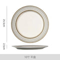 Assiette en céramique nordique avec bordure dorée - Motif géométrique pour cuisine occidentale et steaks - Cuisine Chez Nadine