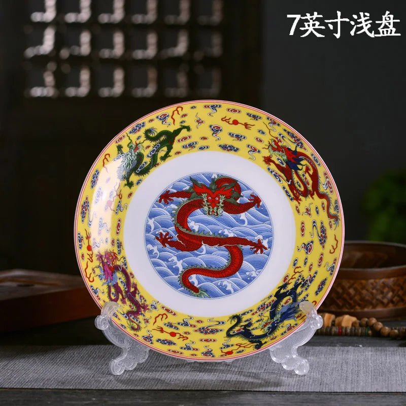 Assiette en porcelaine chinoise motif dragon - Assiette plate et creuse en bone china - Cuisine Chez Nadine