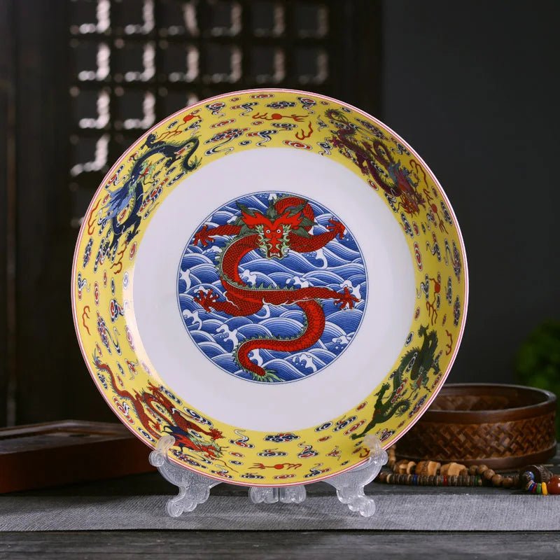 Assiette en porcelaine chinoise motif dragon - Assiette plate et creuse en bone china - Cuisine Chez Nadine