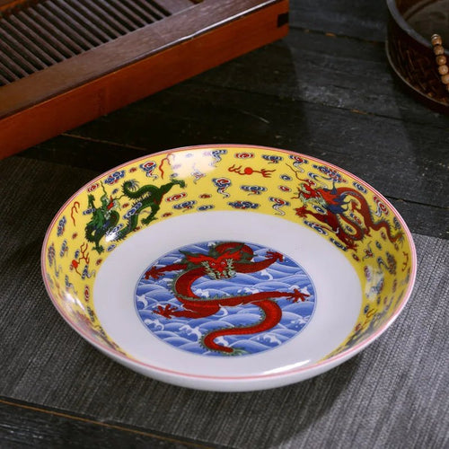 Assiette en porcelaine chinoise motif dragon - Assiette plate et creuse en bone china - Cuisine Chez Nadine