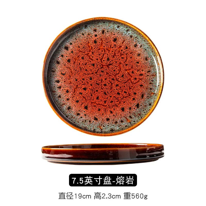Assiette ronde en porcelaine style japonais - Plateau artisanal avec glaçure de four pour dumplings et cuisine occidentale - Cuisine Chez Nadine