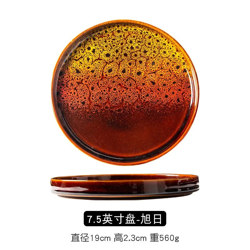 Assiette ronde en porcelaine style japonais - Plateau artisanal avec glaçure de four pour dumplings et cuisine occidentale - Cuisine Chez Nadine