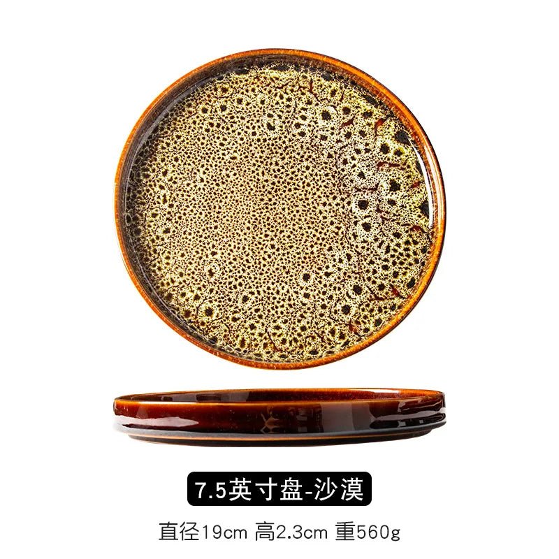 Assiette ronde en porcelaine style japonais - Plateau artisanal avec glaçure de four pour dumplings et cuisine occidentale - Cuisine Chez Nadine