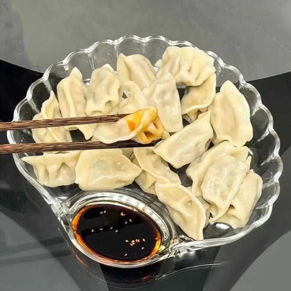 Assiette transparente en forme de coquillage - Plateau avec compartiment pour dumplings, sushis et fruits - Cuisine Chez Nadine