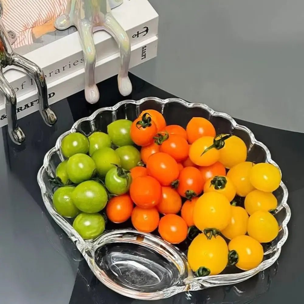 Assiette transparente en forme de coquillage - Plateau avec compartiment pour dumplings, sushis et fruits - Cuisine Chez Nadine