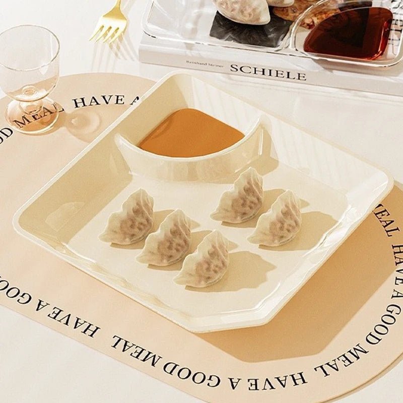 Assiette transparente pour dumplings avec compartiment à vinaigre - Coupelle pour sushis, petit - déjeuner et collations - Cuisine Chez Nadine