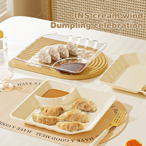 Assiette transparente pour dumplings avec compartiment à vinaigre - Coupelle pour sushis, petit - déjeuner et collations - Cuisine Chez Nadine