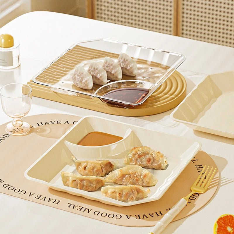 Assiette transparente pour dumplings avec compartiment à vinaigre - Coupelle pour sushis, petit - déjeuner et collations - Cuisine Chez Nadine