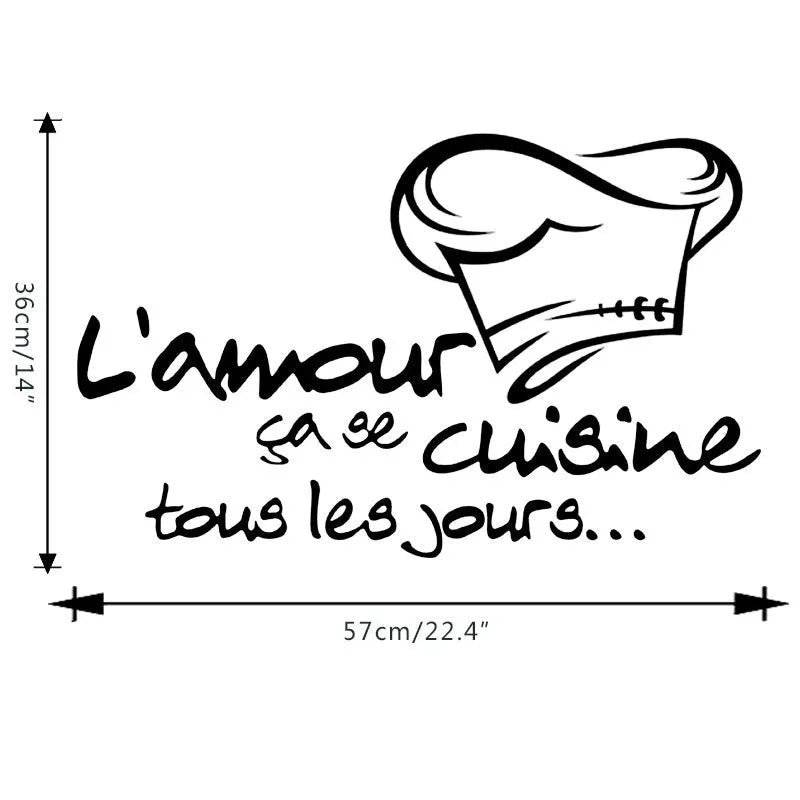 Autocollants muraux décoratifs "L'amour" style français romantique - Stickers en PVC pour cuisine, chambre, salon et café - Cuisine Chez Nadine