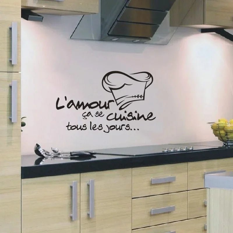 Autocollants muraux décoratifs "L'amour" style français romantique - Stickers en PVC pour cuisine, chambre, salon et café - Cuisine Chez Nadine