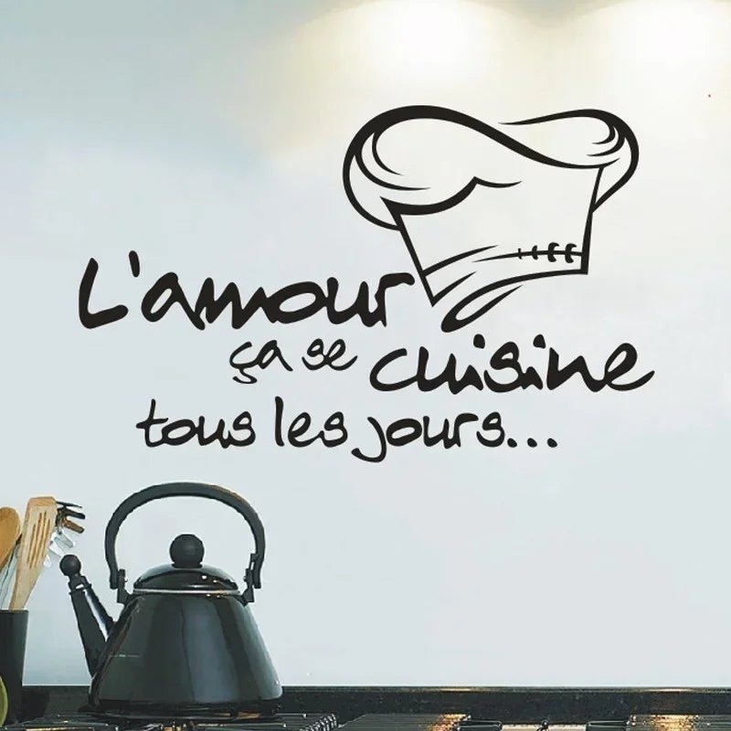 Autocollants muraux décoratifs "L'amour" style français romantique - Stickers en PVC pour cuisine, chambre, salon et café - Cuisine Chez Nadine