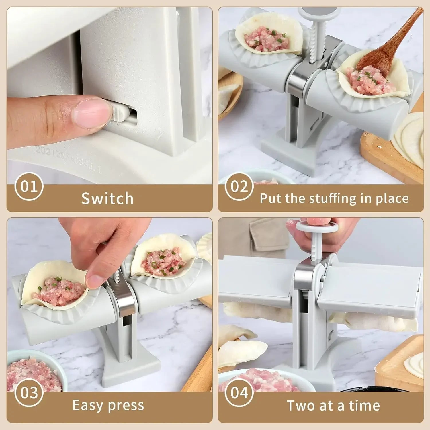 Automatic Dumpling Maker Mould Machine Household Press Double Head Wrapper Dumpling Pastry Making Empanadas Pierogi Kitchen Tool - Cuisine Chez Nadine