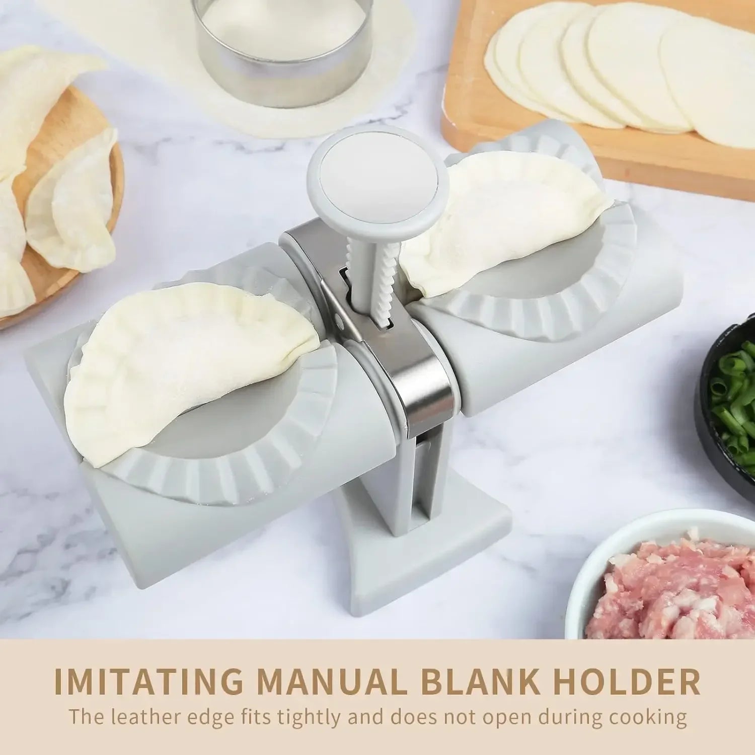 Automatic Dumpling Maker Mould Machine Household Press Double Head Wrapper Dumpling Pastry Making Empanadas Pierogi Kitchen Tool - Cuisine Chez Nadine