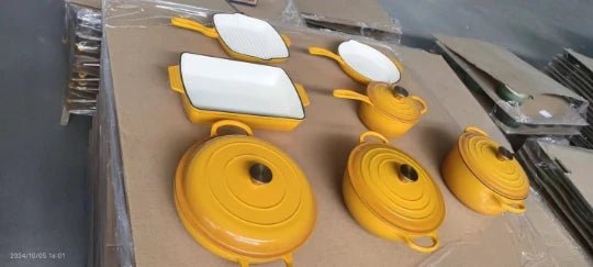 Batterie de Cuisine en Fonte Émaillée – 11 Pièces, Multifonction, Tous Feux - Cuisine Chez Nadine
