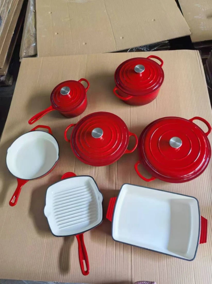 Batterie de Cuisine en Fonte Émaillée – 11 Pièces, Multifonction, Tous Feux - Cuisine Chez Nadine