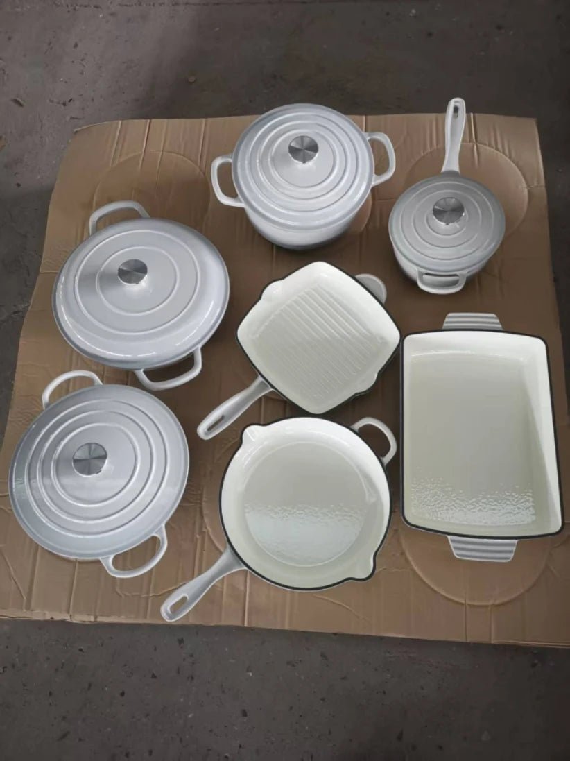 Batterie de Cuisine en Fonte Émaillée – 11 Pièces, Multifonction, Tous Feux - Cuisine Chez Nadine