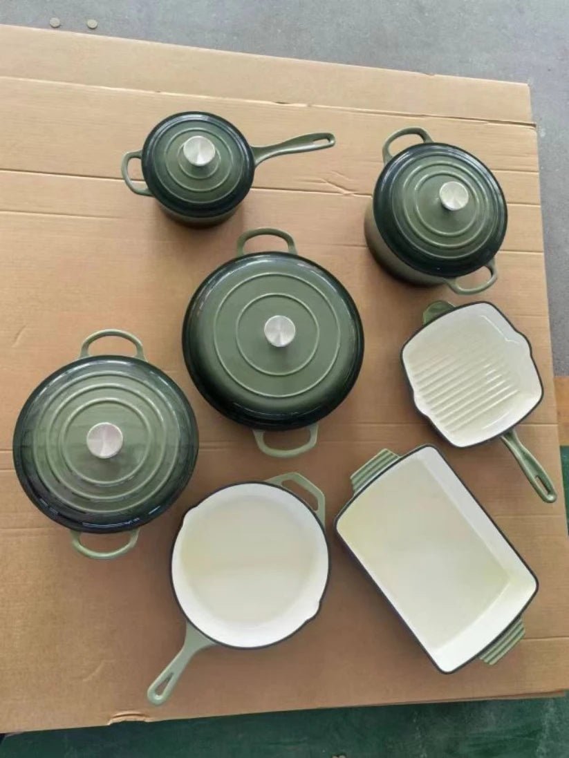 Batterie de Cuisine en Fonte Émaillée – 11 Pièces, Multifonction, Tous Feux - Cuisine Chez Nadine