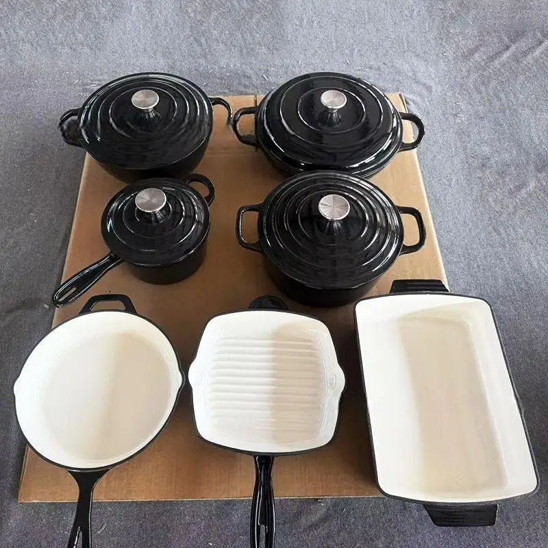 Batterie de Cuisine en Fonte Émaillée – 11 Pièces, Multifonction, Tous Feux - Cuisine Chez Nadine