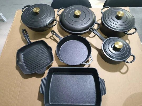 Batterie de Cuisine en Fonte Émaillée – 11 Pièces, Multifonction, Tous Feux - Cuisine Chez Nadine