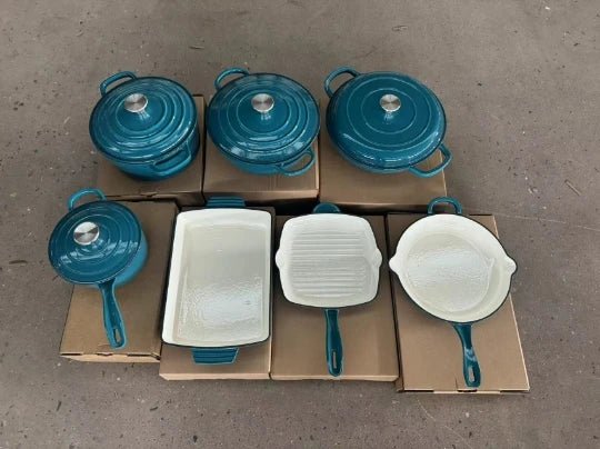 Batterie de Cuisine en Fonte Émaillée – 11 Pièces, Multifonction, Tous Feux - Cuisine Chez Nadine