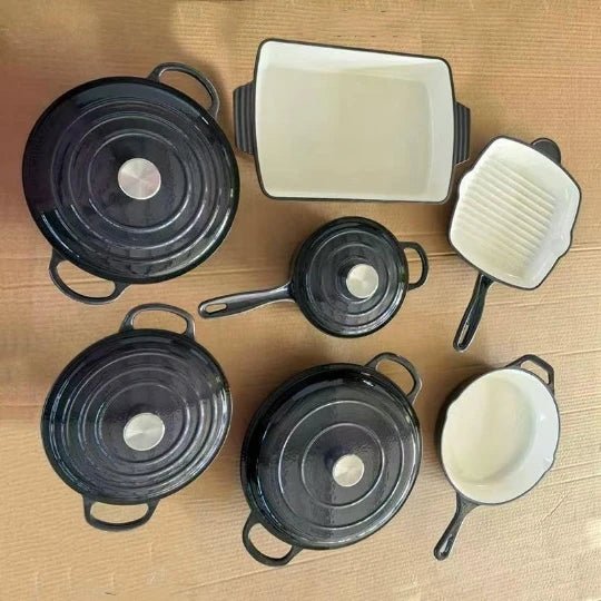 Batterie de Cuisine en Fonte Émaillée – 11 Pièces, Multifonction, Tous Feux - Cuisine Chez Nadine